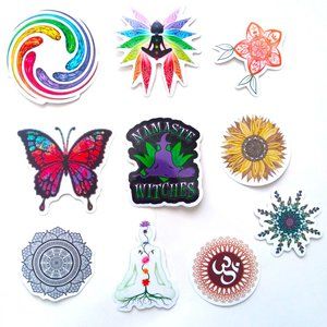 10 Yoga Mandala Stickers Lot Namaste Meditation Chakras Pilates